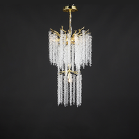 Lustre en cristal de luxe personnalisé pour décoration intérieure de salon Luminaire suspendu pour hall d'hôtel K9