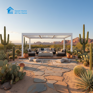 Pérgola Bioclimática SH para Exteriores, Impermeable, Motorizada, de Aluminio, para Patio Trasero, Jardín, con Puerta de Vidrio, Decoración para el Hogar - Product Image 2