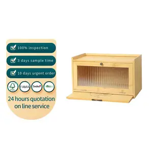 Большая коробка для хлеба для кухни, бамбуковый контейнер для хранения хлеба с разделочной доской и прозрачным контейнером для хлеба из оргстекла