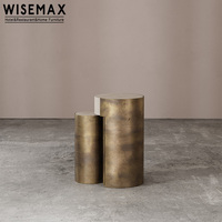 WISEMAX FURNITURE Ensemble de table basse en acier inoxydable et travertin de luxe italien haut de gamme pour salon, hall d'hôtel, café, villa