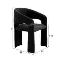 Fauteuil contemporain noir en bouclette avec base intégrée et pieds en métal, chaise de salle à manger sculpturale pour mobilier de maison, salon et salle à manger