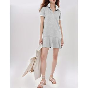 Vestido Polo FOXA para Mujer, con Cuello, Manga Corta, Volantes, para Golf, Tenis, Deportes, Ejercicio, Mini Vestido de Verano, Túnica, Piqué, Gris - Product Image 3