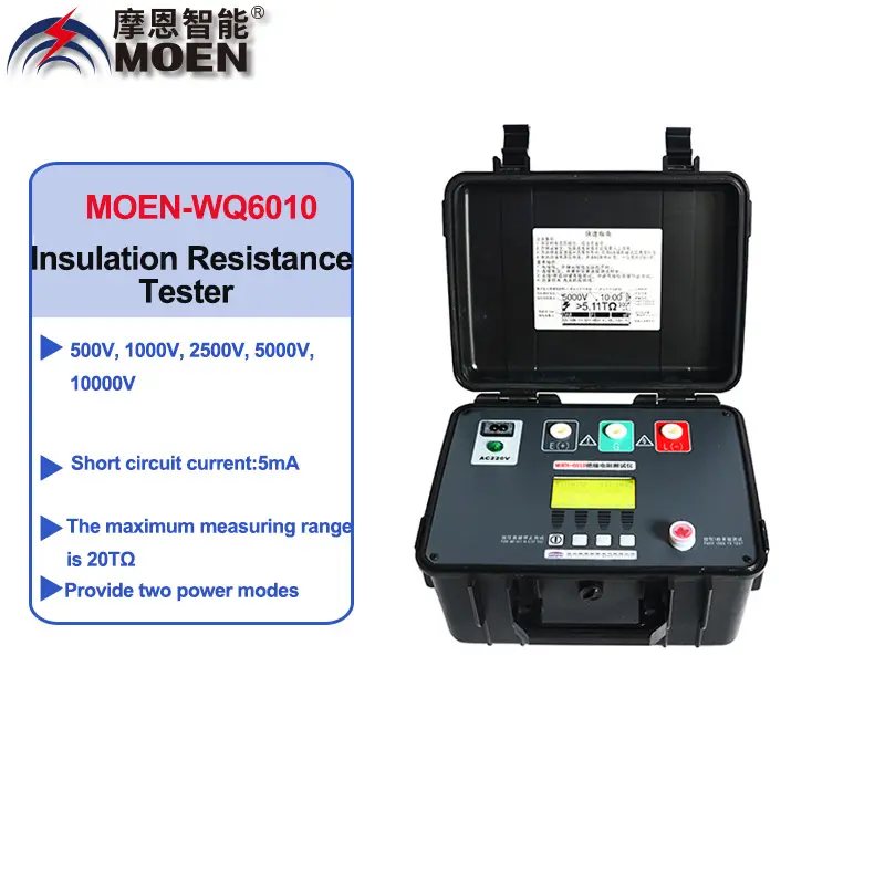 MOEN-WQ6010 Tester ketahanan isolasi tegangan tinggi, 500V/1kV/2.5kV/5kV/10kV