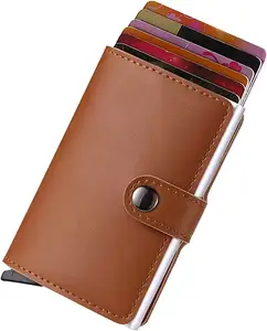 Pour hommes, portefeuilles minimalistes pour hommes en cuir à deux volets, portefeuilles pour cartes de crédit à la mode Opp Bag Short Guangdong RFID pour femmes