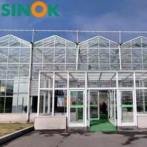 โรงเรือนเพาะปลูกพืชผลทางการเกษตรแบบกระจกนิรภัยชนิด Sinok Venlo พร้อมโครงเหล็กชุบสังกะสีแบบจุ่มร้อน โรงเรือนปลูกมะเขือเทศขนาดใหญ่แบบหลายช่วง - Product Image 5