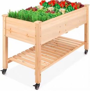 Lit <span class=keywords><strong>de</strong></span> <span class=keywords><strong>jardin</strong></span> <span class=keywords><strong>surélevé</strong></span> en bois détachable avec roues pour le soin des plantes en pot <span class=keywords><strong>de</strong></span> fleurs pour les outils alimentaires et les vêtements - Product Image 1