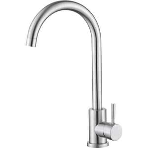 ก๊อกน้ำอ่างล้างผักทองเหลืองจากจีน พร้อมพื้นผิวโครเมียมเรียบ และหัวก๊อกหมุนได้ 360 องศา - Product Image 4