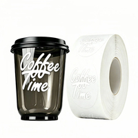 Autocollant de transfert transparent personnalisé avec logo, amovible, imperméable, résistant à l'huile, en vinyle, pour étiquette d'emballage de tasse à café en verre, personnalisable