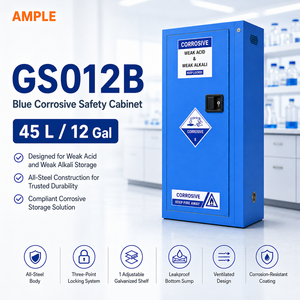 Gabinete de Seguridad para Productos Químicos Corrosivos, 45L (12 Galones), Acero Azul, Puerta Única, para Ácidos Débiles y Álcalis, Suministros de Laboratorio - Product Image 1