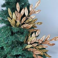 Guirlande de Noël en feuilles d'or à 6 feuilles, décoration artificielle scintillante pour fête, article décoratif