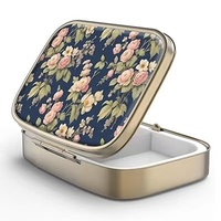 Boîte à pilules rétro avec miroir, 2 compartiments, petite pochette, bronze, rectangulaire, décorative, en métal, organiseur de médicaments et de vitamines, cadeau unique