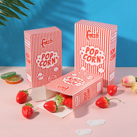 Caja de Palomitas de Maíz con Tapa Cerrada a Rayas Rojas y Blancas, Cajas de Palomitas de Maíz de Cartón Blanco para Fiestas de Cine y Noches de Cine