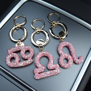 Portachiavi Personalizzato Creativo con 12 Segni Zodiacali in Cristallo e Strass, Simbolo Zodiacale Rosa, Regalo di Compleanno per Donne - Product Image 5