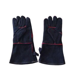 Guantes de barbacoa de cuero de vaca resistentes a altas temperaturas, guantes negros para horno con función antiescaldado - Product Image 1