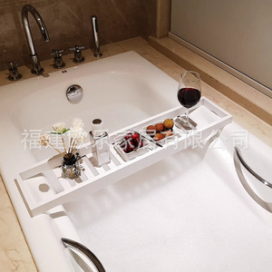 Estante de bambú para bañera, estante plano para baño de hotel, estante de almacenamiento multifuncional para bañeras y tinas, disponible para - Product Image 1