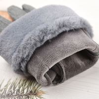 Sarung Tangan Bersepeda Inter Warm dan Fleece, Tebal, Lucu, Bahan Suede untuk Wanita, Anti Angin, Layar Sentuh