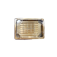 Plateau à sushi rectangulaire en plastique doré JY-1103 pour contenants alimentaires avec couvercle transparent