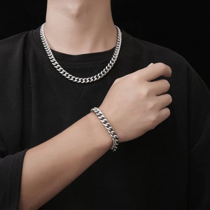 Chaîne cubaine pour homme en acier titane, chaîne à maillons cryptés, bijoux hip-hop, bracelet CE578 - Product Image 5
