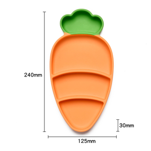 Assiette à ventouse en silicone écologique en forme de carotte, certifiée EN71 CE CPSIA, de qualité alimentaire, pour repas des tout-petits et des enfants - Product Image 2