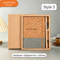 Ensemble de carnets personnalisés A5 en liège et PU avec bande élastique, journal à texture tissée, cadeau d'affaires pour le bureau, carnet avec stylo personnalisé