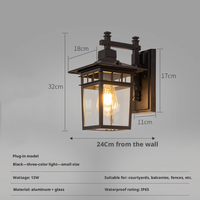 Lampes murales extérieures simples personnalisées, ampoule LED 12W dimmable IP65, lanterne murale extérieure en verre pour cour publique, allée, place