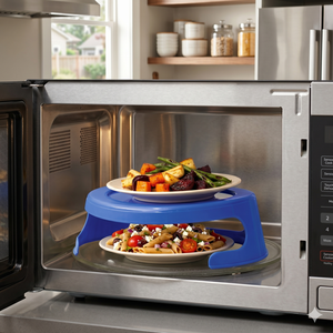 BPA Free Dual Microwave <b>Plate</b> Stacker With 2 Tier Microwave <b>Rack</b> Space Saving Microwave Food Organizer for Kitchen - Product Image 2