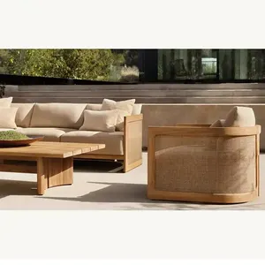 New Arrival Luxury Modern Teak Wood Patio Garden Sofa Sets Outdoor Furniture