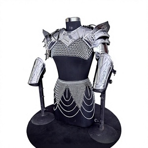 Armure médiévale moderne en aluminium plaqué argent avec robe en maille et bretelles réglables, artisanat métallique de mode - Product Image 1