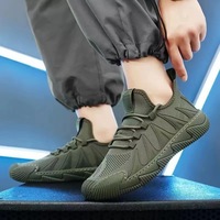 Chaussures de course décontractées pour hommes, modèle HZ-Octopus, printemps 2024, en maille respirante, à lacets, avec amorti, noires, pour jeunes