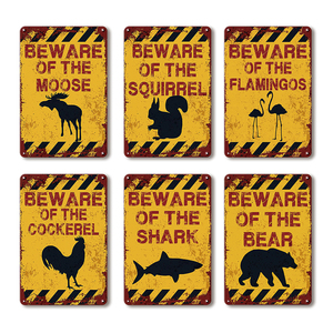 Panneau <span class=keywords><strong>en</strong></span> métal vintage imprimé UV couleur, motif <span class=keywords><strong>animal</strong></span> humoristique, pour décoration de jardin, maison, bar, ou cave à homme - Product Image 1