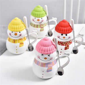 Tasses en céramique mignonnes en forme de bonhomme de neige, tasses à café et à lait pour couple, tasses de Noël et d'hiver - Product Image 5