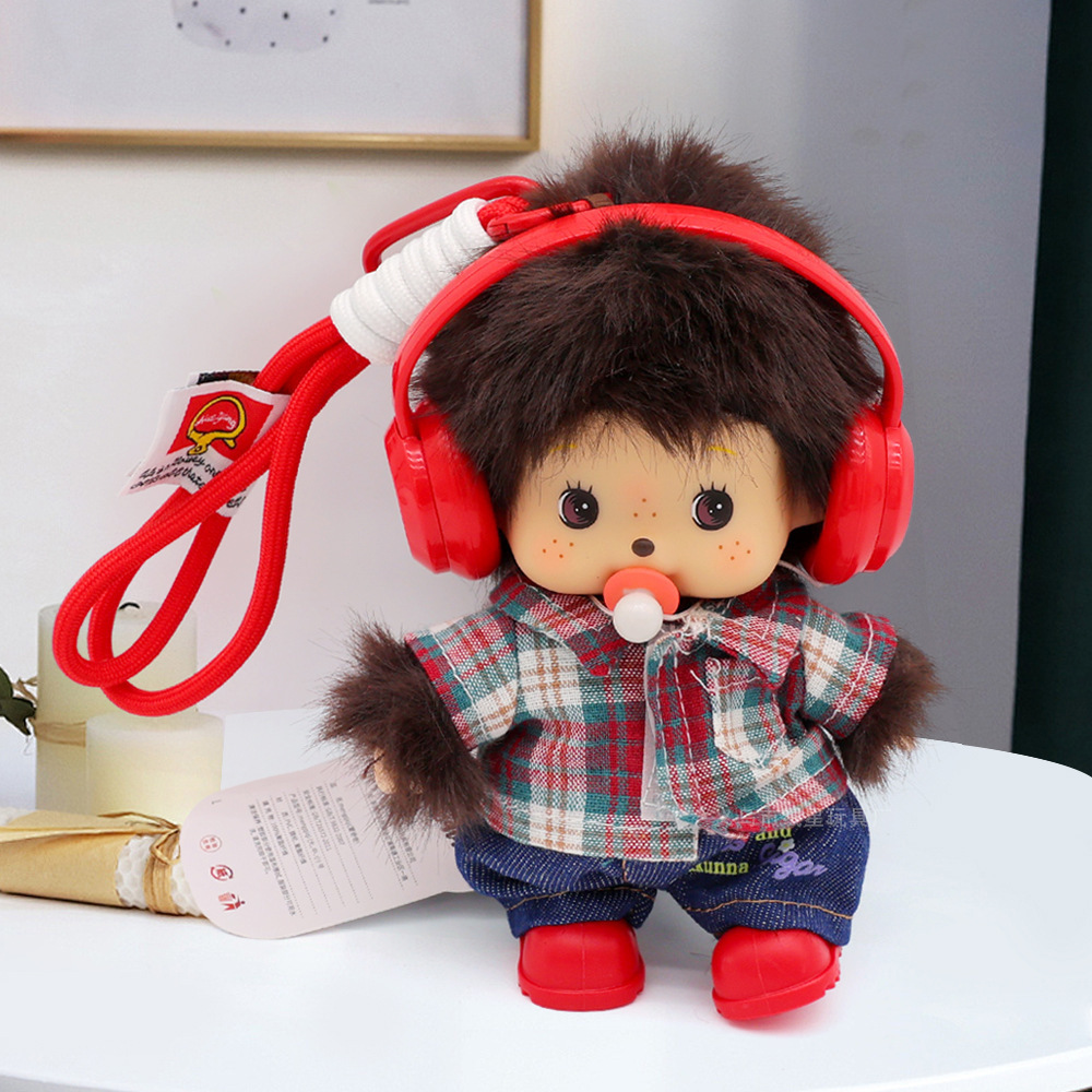 Véritable chemise à carreaux rouge monchhichi style écouteur en denim