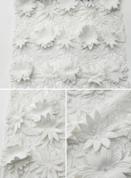 Tissu en dentelle de maille 100% polyester blanc respirant avec broderie florale 3D pour robes de mariée et de demoiselles d'honneur