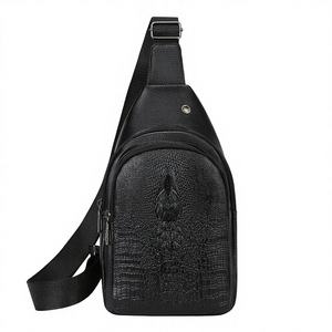 Nouvelle Sacoche de Poitrine Sportive pour Homme en PU, Sac Bandoulière Vintage avec Lettres Décoratives, Fermeture Éclair Étanche, Sac de Course - Product Image 1