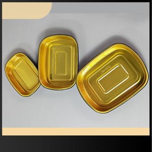 Boîte en papier d'aluminium noir et or, qualité alimentaire, micro-ondable, recyclable, jetable, avec couvercle, pour fruits de mer, sushi japonais - Product Image 6