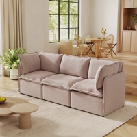 Ensemble de canapés modulaires en tissu bouclé minimaliste de luxe VOXHOME, éponge haute densité pour le mobilier de salon