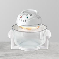 Four à Halogène 12L Grande Capacité, Friteuse à Air Chaud en Verre 1500W, Cuisinière à Convection Sans Huile, Minuteur Mécanique, Bol Transparent Facile à Nettoyer