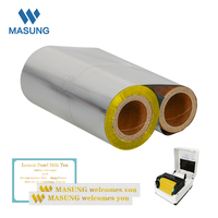 MASUNG 110mm 100m Pita Transfer Termal Emas untuk Printer Label Gulungan Pita Emas Metalik Premium