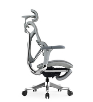 Chaise de bureau ergonomique contemporaine en maille avec accoudoirs en PU, hauteur réglable, repose-pieds pivotant et base en acier pour le bureau