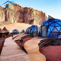 Tente Dôme en Verre Igloo de Luxe d'Extérieur de Haute Qualité pour Glamping, Idéale pour Complexes Hôteliers avec Salle de Bain