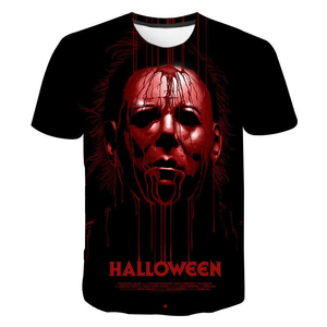 Fitspi <span class=keywords><strong>T</strong></span>-<span class=keywords><strong>Shirt</strong></span> con stampa 3d all'ingrosso film <span class=keywords><strong>Horror</strong></span> Halloween uomo donna Streetwear maglietta con scollo a o magliette Casual top abbigliamento maschile - Product Image 4
