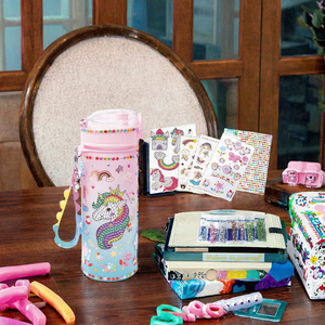 ชุดสติกเกอร์เพชรยูนิคอร์น - ชุดงานฝีมือระบายสีพลาสติก DIY สำหรับเด็กผู้หญิง ตกแต่งขวดน้ำของคุณเอง ของเล่นแปะติดสร้างสรรค์ - Product Image 3