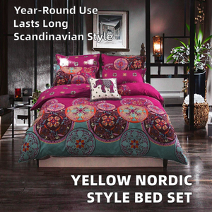 Nordic Style Yellow Bed Set <strong>Simple</strong> Home Textiles Collections Quilt <strong>Cover</strong> Microfiber Polyester Pillowcase Duvet <strong>Cover</strong> Set - Product Image 2