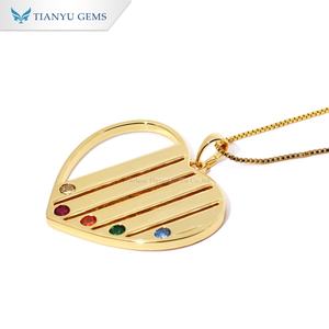 Tianyu gems Gold-plated <b>heart</b>-<b>shaped</b> harp pendant necklace set with colored gemstones women's fashion jewelry - Product Image 2