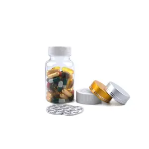 4盎司120毫升透明药丸罐圆形胶囊塑料宠物药瓶，用于健康补充剂，带金属螺帽