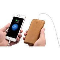M-Queen 8000mAh Slim Wallet Wireless Charging Quick Charge Portable Power Bank Rechargeable USB Input Interface Leather Case