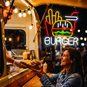 Letrero luminoso LED de neón con diseño de hamburguesa rusa, luz indicadora para tienda, luz ambiental colgante para interiores y exteriores, 12V - Product Image 4