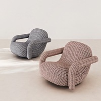 Modernes Konvertierbares Drehbares Chaiselongue-Sofa-Set Wohnzimmermöbel Künstlerischer 3D-Kreis-Garn Freizeitstuhl Stoff