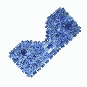Voile pour les yeux bleu perlé avec perles blanches, couvre-yeux en cristal, accessoire de beauté pour la relaxation, la méditation et le bien-être - Product Image 6