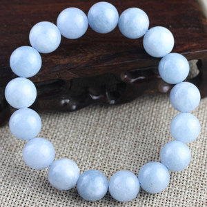 Quartzite Imitation Aquamarine Chalcedony <b>Bracelet</b> 12Mm Ball Shape Gray Blue Stone Crystal Jewelry For Men Women <b>Couples</b> - Product Image 2